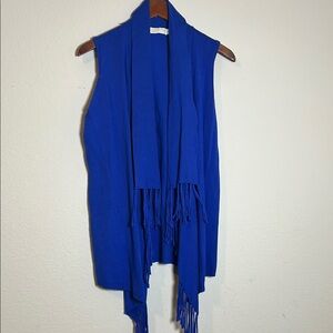 Christina Vest Sz M. Vibrant Blue Sleeveless Fringe